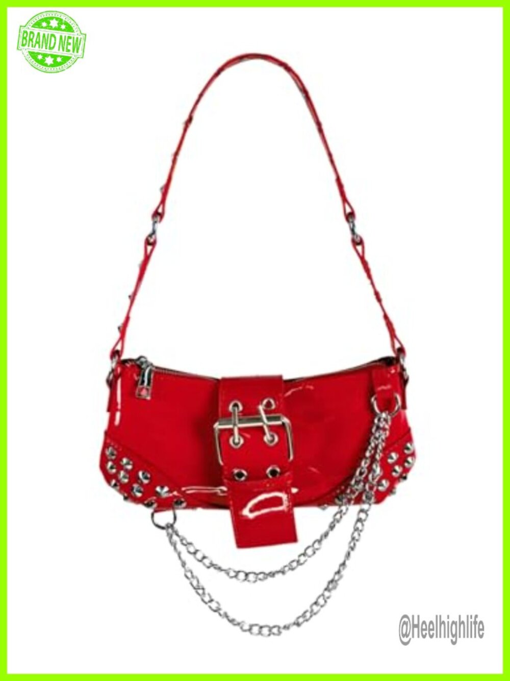 Studded Chain Shoulder Bag Y2K Vintage Buckle Underarm Clutch Purse